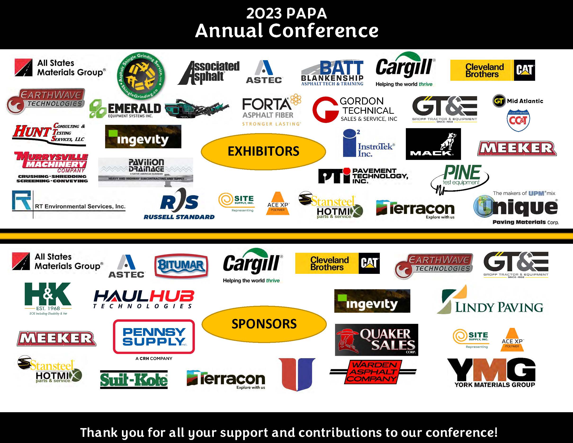 Thank you to our Exhibitors and Sponsors