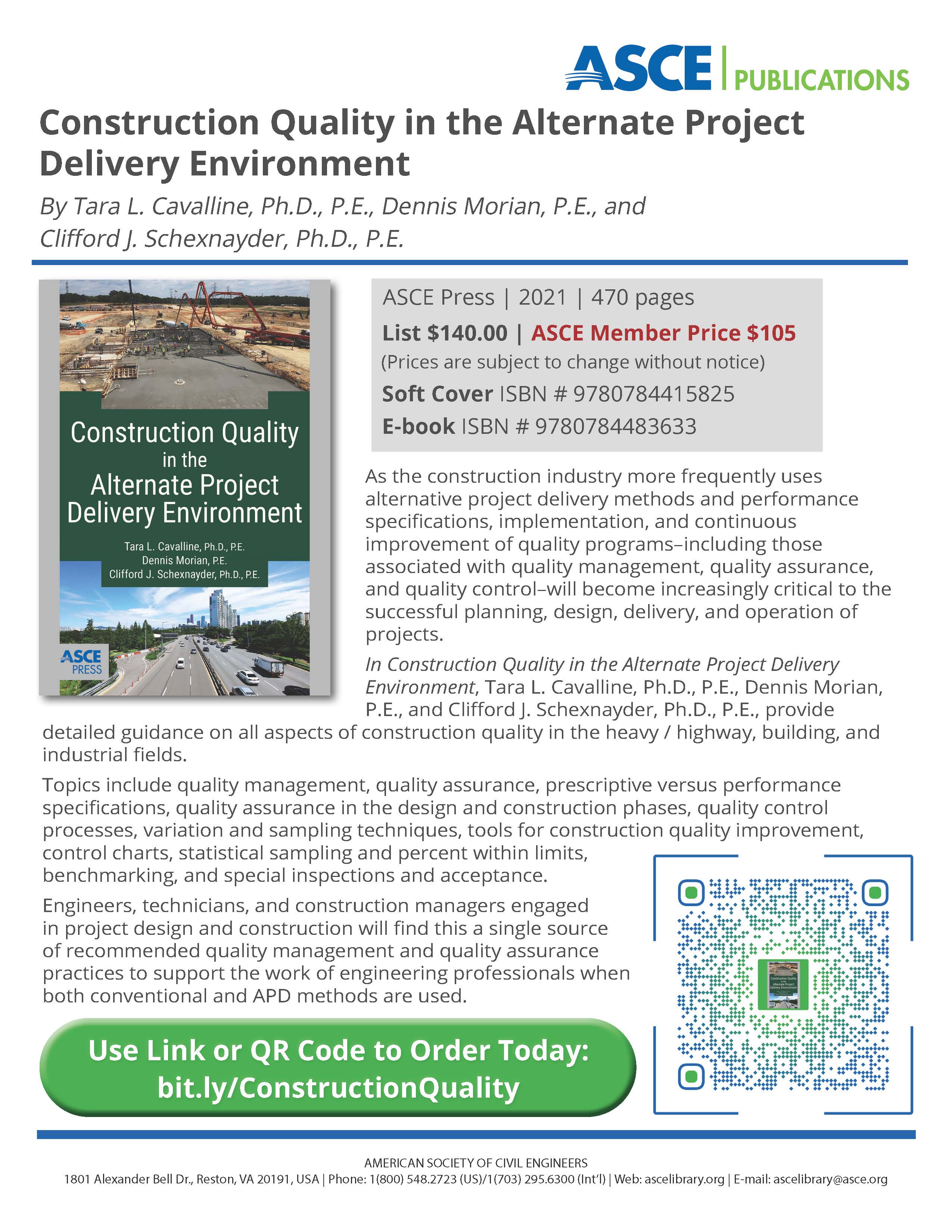 Buy the Book! Construction Quality in the Alternate Project Delivery Environment