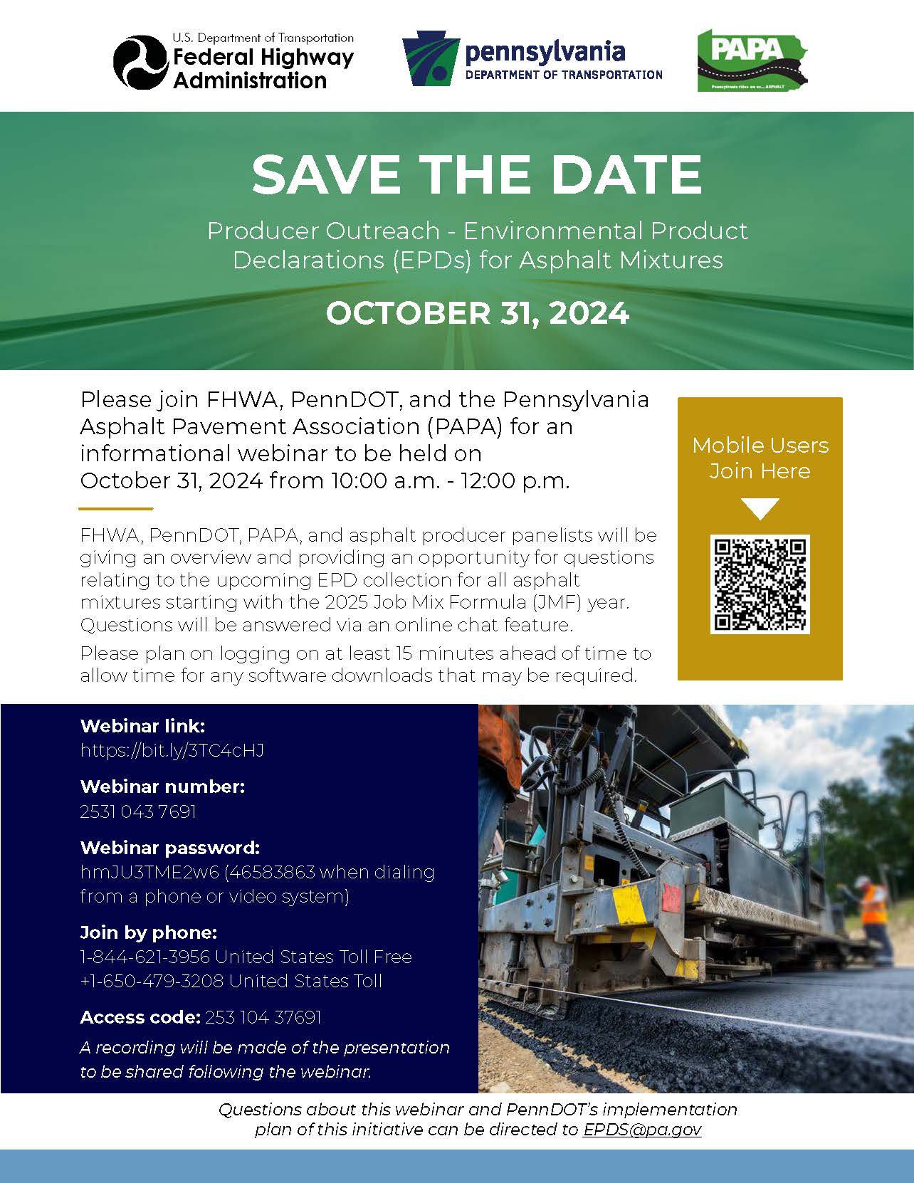 WEBINAR EPD Collection for Asphalt Mixtures